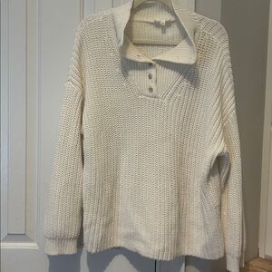 Haven Well Within Women's Sz. Knit Button-Up Mock Neck Sweater
